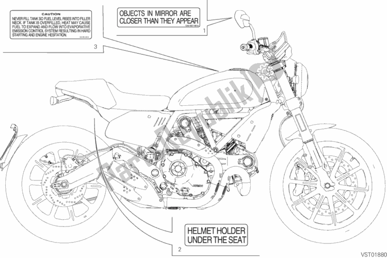 Toutes les pièces pour le Plaques De Positionnement du Ducati Scrambler Flat Track Thailand USA 803 2020